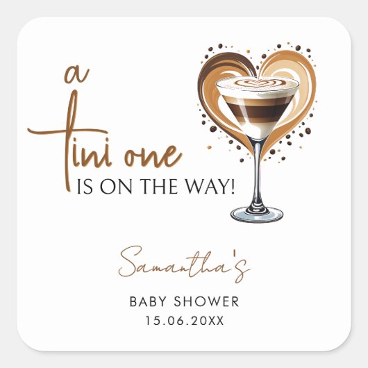 Tini One Espresso Martini Baby shower Vierkante Sticker (Voorkant)