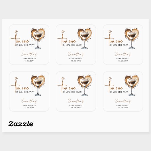 Tini One Espresso Martini Baby shower Vierkante Sticker (Vel)