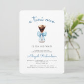 Tini One Espresso Martini Blue Boy Baby shower Kaart (Staand voorkant)