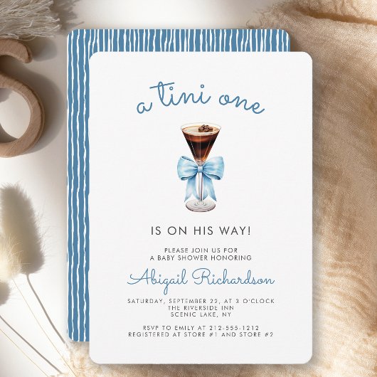 Tini One Espresso Martini Blue Boy Baby shower Kaart