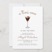 Tini One Espresso Martini QR Code Baby shower Kaart (Voorkant)