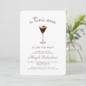 Tini One Espresso Martini QR Code Babyfeestje Kaart (Staand voorkant)