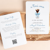 Tini One Espresso Martini QR Code Boy Baby shower Kaart