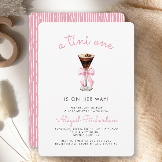 Tini One Espresso Martini Roze Meisje Baby shower Kaart