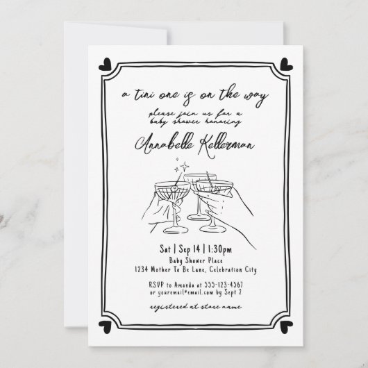 Tini One Hand Baby Shower Gebarentekening Kaart (Voorkant)