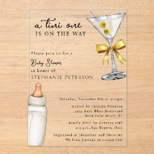 Tini One Is On The Way Gele Martini Baby Shower Acryl Uitnodigingen