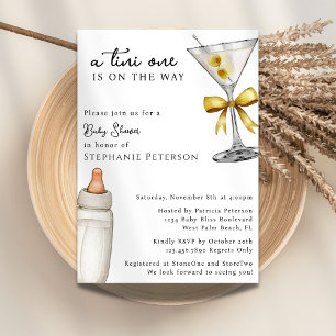 Tini One Is On The Way Gele Martini Baby Shower Kaart
