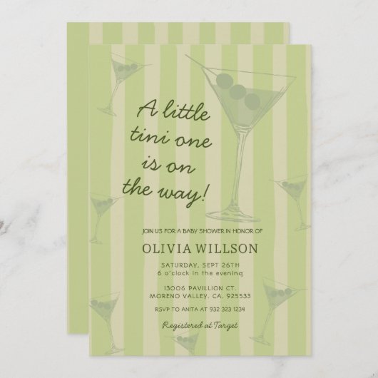  Tini One Is On The Way Martini Baby Shower  Kaart (Voorkant / Achterkant)