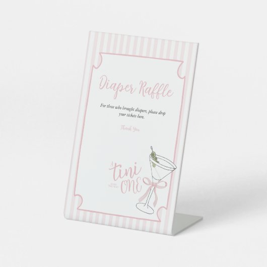 Tini One is onderweg Luier Raffle Sign Reclamebord Met Voetstuk (Voorkant)