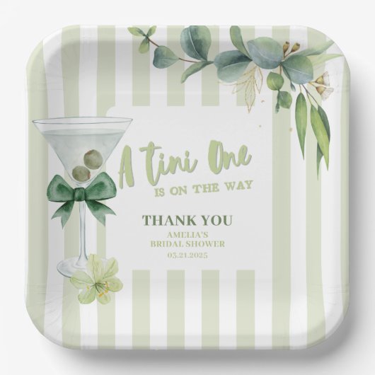 Tini One is onderweg naar het Martini Baby shower Papieren Bordje (Voorkant)