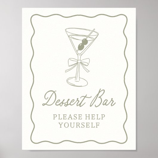 Tini One Martini Baby shower Dessert Bar Teken Poster (Voorkant)