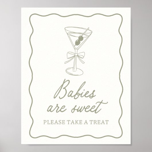 Tini One Martini Baby shower Dessert Sign Poster (Voorkant)