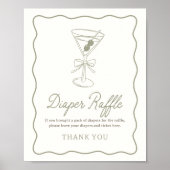Tini One Martini Baby shower Luier Raffle Sign Poster (Voorkant)