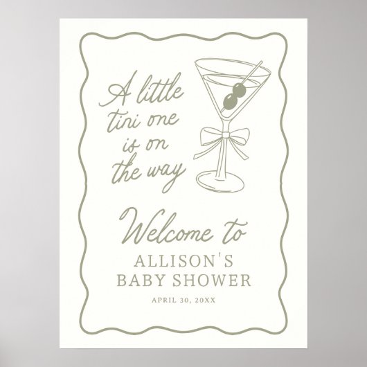 Tini One Martini Baby shower Welkomstbord Poster (Voorkant)