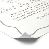 Tini One Martini Baby shower Zeg geen Baby-teken Poster (Hoek)