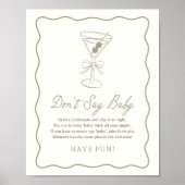 Tini One Martini Baby shower Zeg geen Baby-teken Poster (Voorkant)