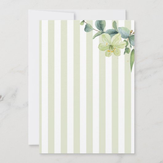 Tini one martini groen genderneutraal baby shower kaart (Achterkant)