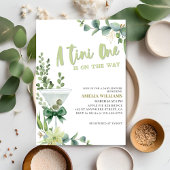 Tini one martini groen genderneutraal baby shower kaart