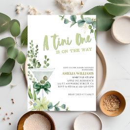 Tini one martini groen genderneutraal baby shower kaart