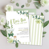 Tini one martini groen genderneutraal baby shower kaart