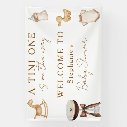 Tini One op de weg Espresso Martini Baby shower Spandoek (Verticaal)