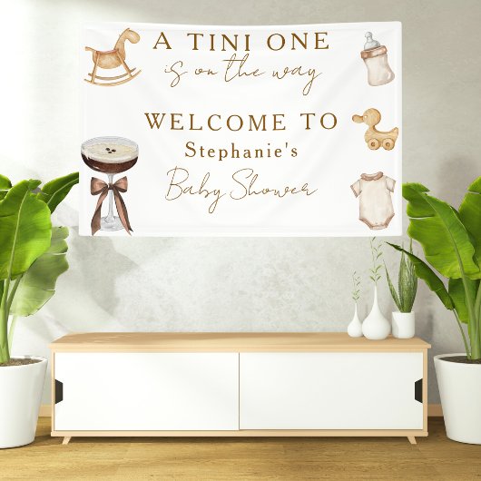 Tini One op de weg Espresso Martini Baby shower Spandoek