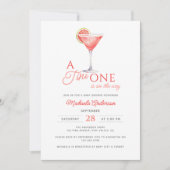 Tini One op de weg Waterverf Martini Baby shower Kaart (Voorkant)