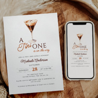 Tini One op de weg Waterverf Martini Baby shower Kaart