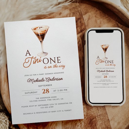 Tini One op de weg Waterverf Martini Baby shower Kaart