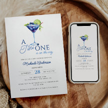 Tini One op de weg Waterverf Martini Baby shower