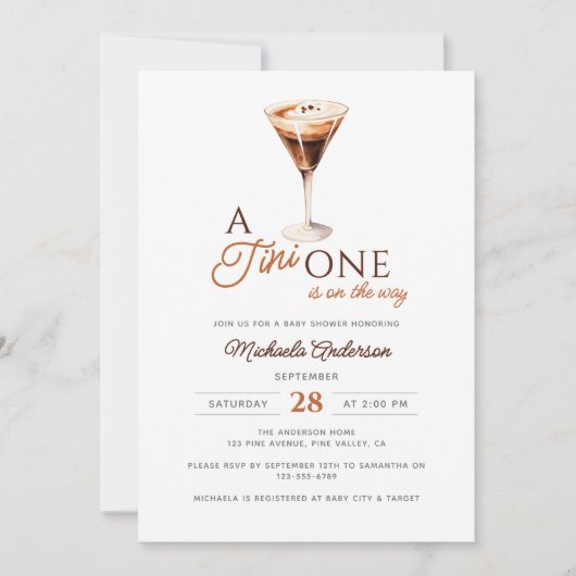 Tini One op de weg Waterverf Martini Baby shower Kaart (Voorkant)