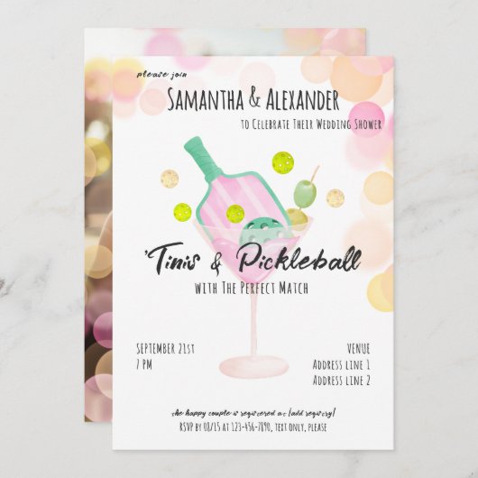 Tini Pickleball Boho Martini bruidsparen Douche Kaart (Voorkant / Achterkant)