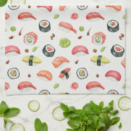 Tiniefe Sushi Illustratie voor Nigiri en Maki Fans Theedoek