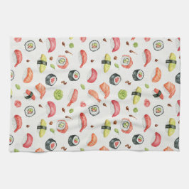 Tiniefe Sushi Illustratie voor Nigiri en Maki Fans Theedoek