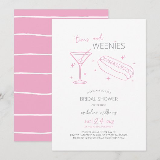 Tinis en Weenies  Vrijgezellenfeest Kaart (Voorkant / Achterkant)