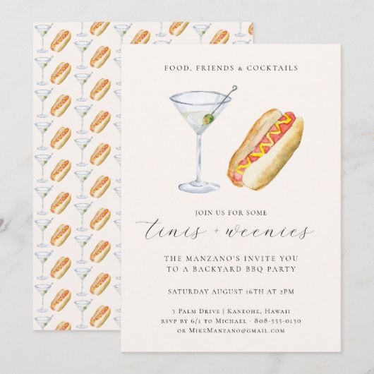 Tinis en Weenies | Zomerafsluitfeest in de achtert Kaart (Voorkant / Achterkant)