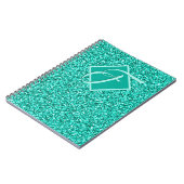 Tinkel Glam Turquoise Blauwe Glitter Monogram Notitieboek (Linkerzijde)