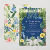 Tinkelende Blauwe Bloem Tuin Bruidsfeest Bedankkaart (Voorkant / Achterkant)
