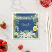 Tinkelende Blauwe Bloementuin Bruidsdouche Servet (Insitu)