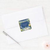 Tinkelende Blauwe Bloementuin Bruidsdouche Vierkante Sticker (Envelop)
