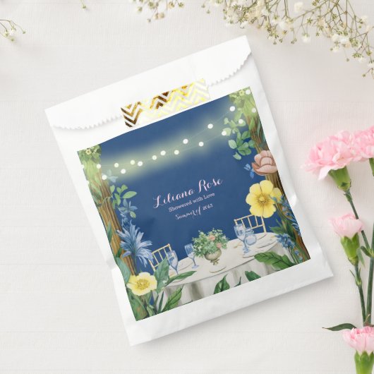 Tinkelende Blauwe Bloementuin Bruiloftsontvangst Bedankzakje (Gezegeld)