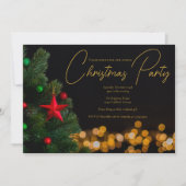 Tinkelende Gouden Lichten Moderne Kerstfeest Kaart (Voorkant)