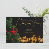 Tinkelende Gouden Lichten Moderne Kerstfeest Kaart (Staand voorkant)
