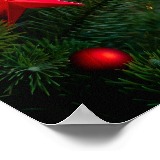 Tinkelende Gouden Lichten Moderne Kerstfeestvierin Poster (Hoek)