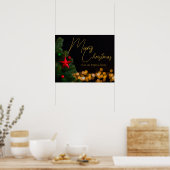 Tinkelende Gouden Lichten Moderne Kerstfeestvierin Poster (Keuken)