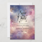 Tinkelende Hemelse Sterrenstof Hemel Bruiloft Save The Date (Voorkant)