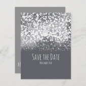 Tinkelende lichten Grijs Zilver Modern Spara de da Aankondigingskaart (Voorkant / Achterkant)