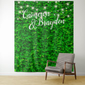 Tinkelende lichten groene wand bruiloft feest acht wandkleed (In situ)
