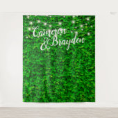 Tinkelende lichten groene wand bruiloft feest acht wandkleed (Voorkant)
