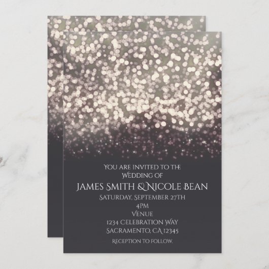 Tinkelende Lichten Romantische Moderne Grijze Brui Kaart (Voorkant / Achterkant)